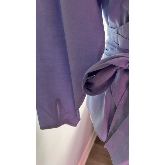 J CREW  Career Cotton Oxford Blouse-Full Tie Wrap Around-Size M - Picture 2 of 8